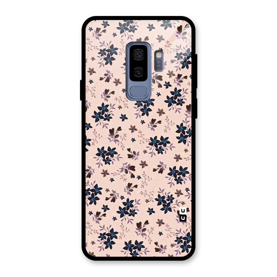 Blue Peach Floral Glass Back Case for Galaxy S9 Plus