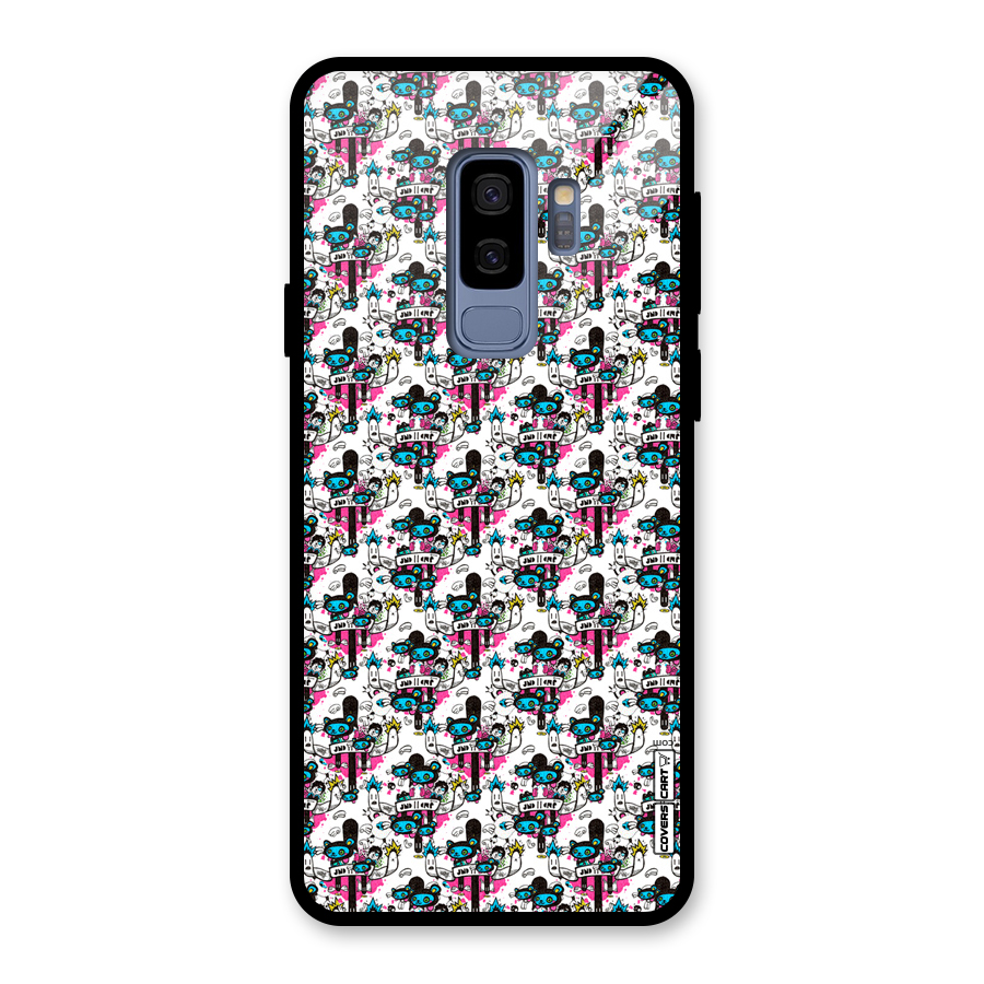 Blue Pink Pattern Glass Back Case for Galaxy S9 Plus