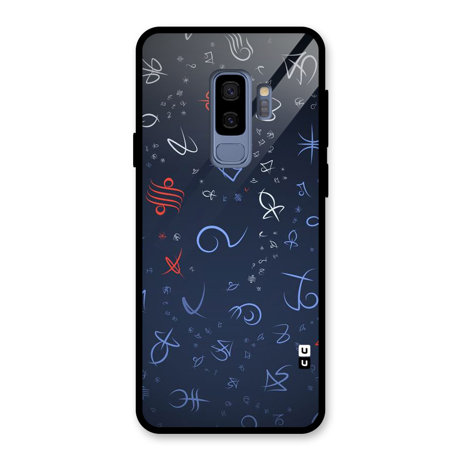 Blue Symbols Glass Back Case for Galaxy S9 Plus