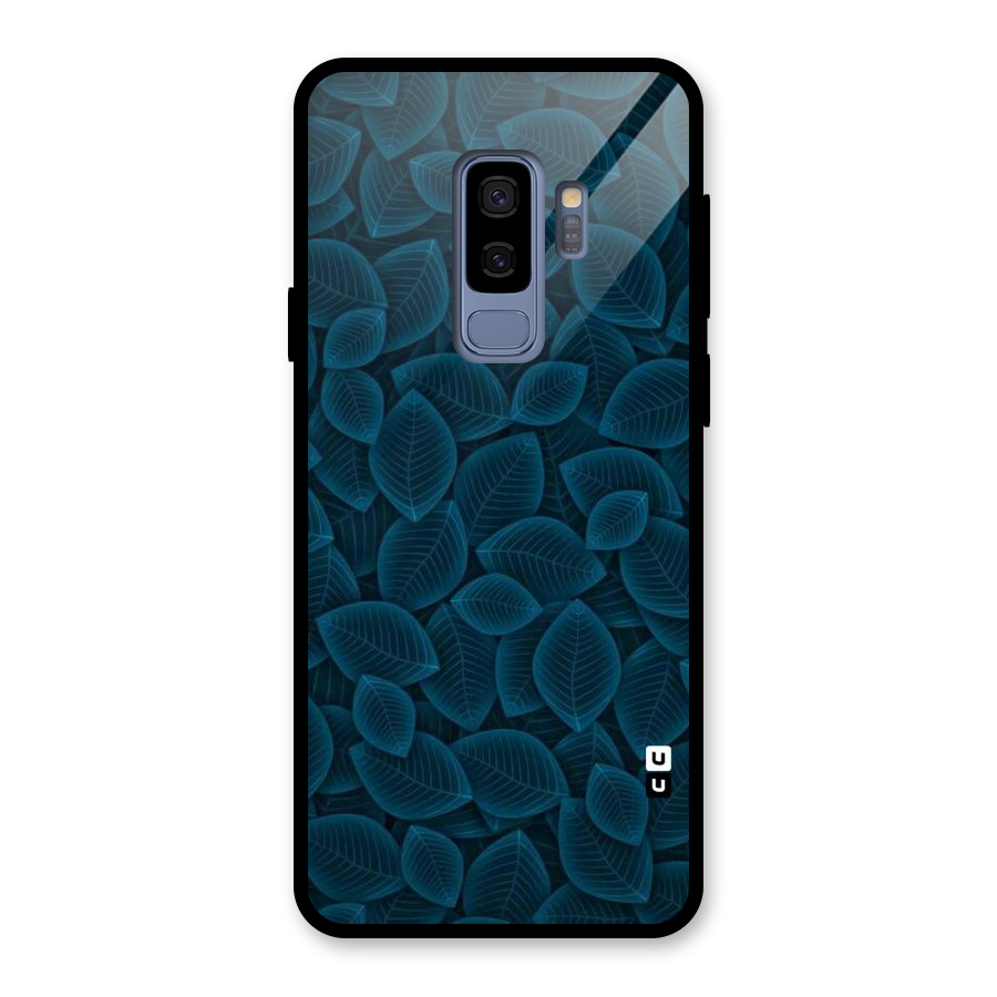 Blue Thin Leaves Glass Back Case for Galaxy S9 Plus