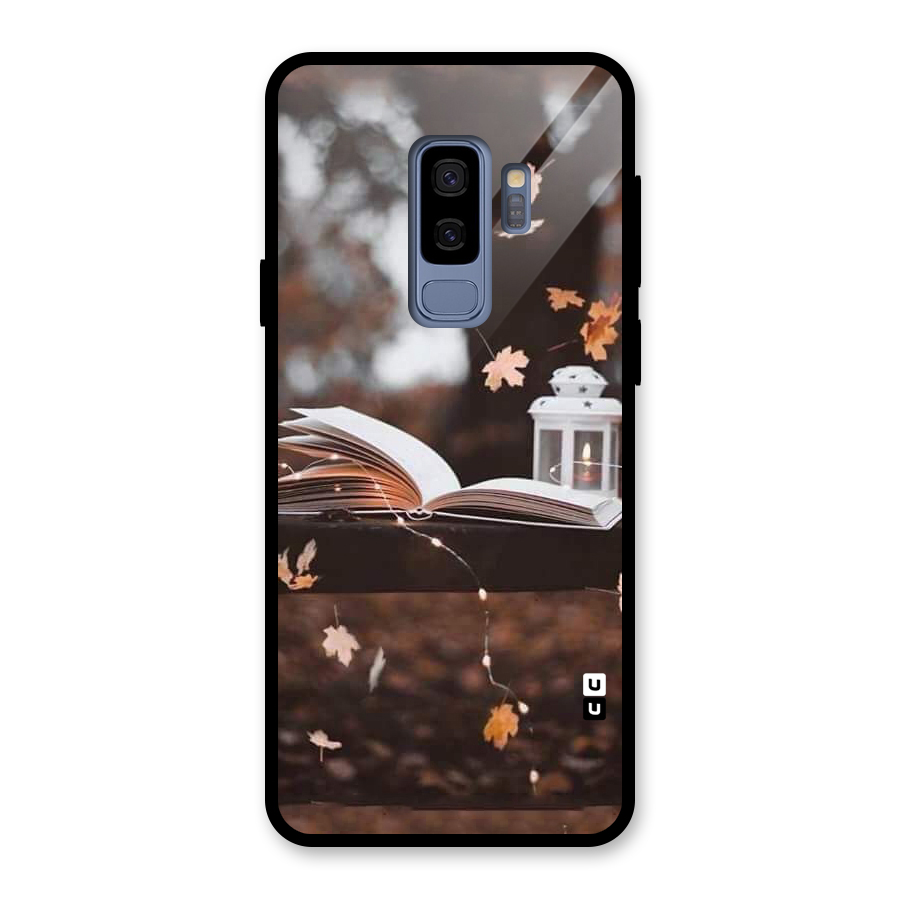 Book and Fall Leaves Glass Back Case for Galaxy S9 Plus