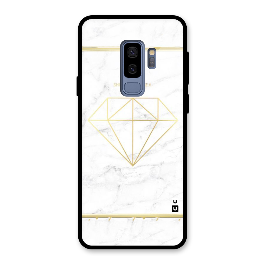 Bright Gold Diamond Glass Back Case for Galaxy S9 Plus