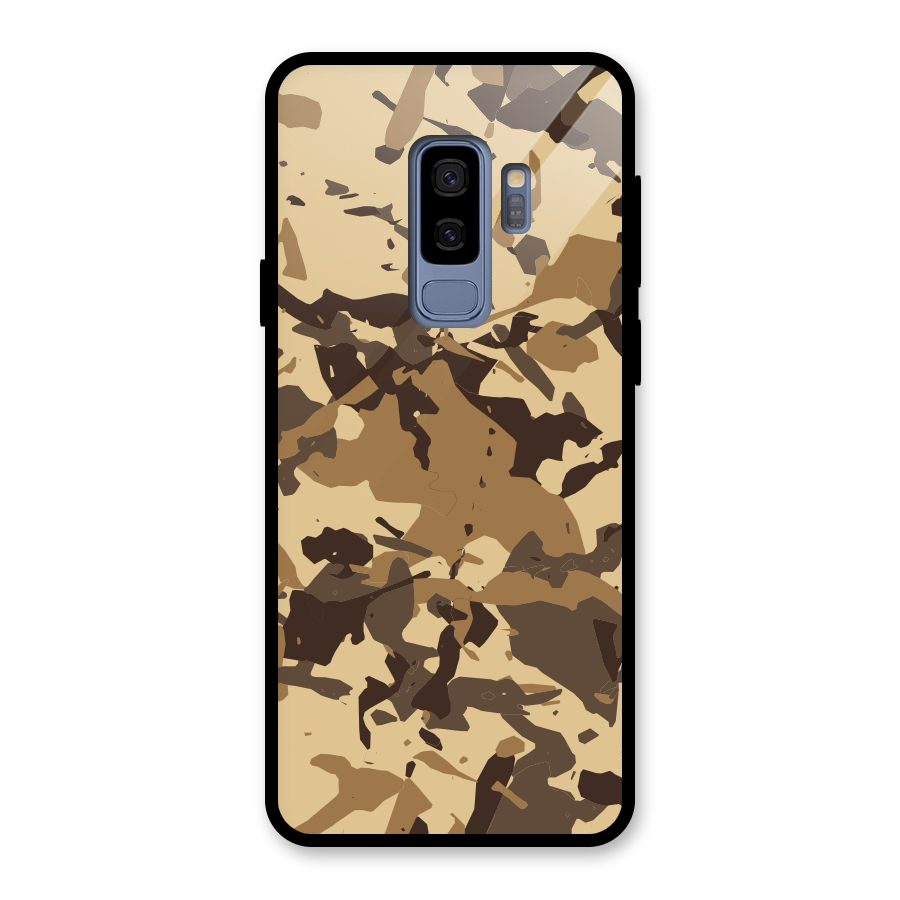 Brown Camouflage Army Glass Back Case for Galaxy S9 Plus