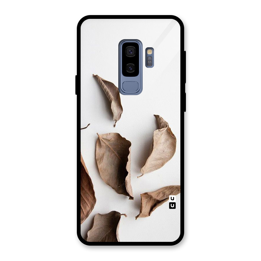 Brown Dusty Leaves Glass Back Case for Galaxy S9 Plus