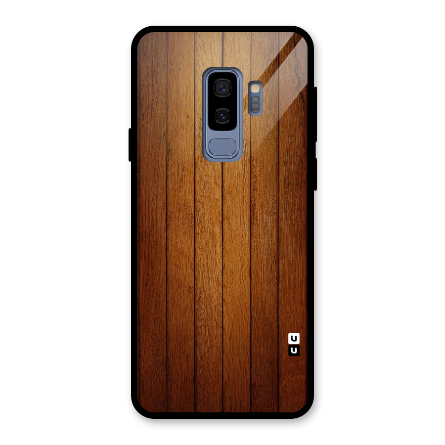 Brown Wood Design Glass Back Case for Galaxy S9 Plus