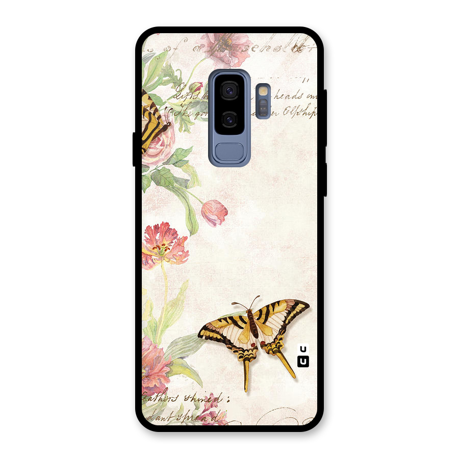 Butterfly Floral Glass Back Case for Galaxy S9 Plus