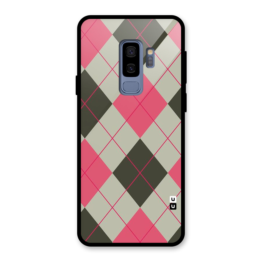Check And Lines Glass Back Case for Galaxy S9 Plus