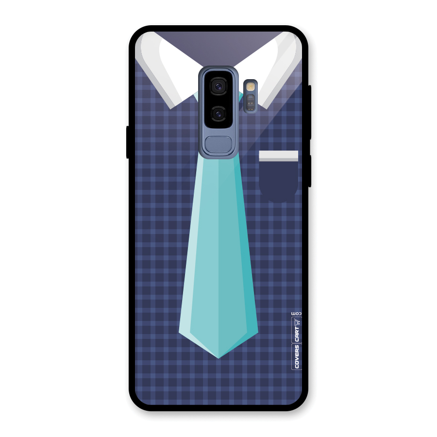 Checked Shirt Tie Glass Back Case for Galaxy S9 Plus