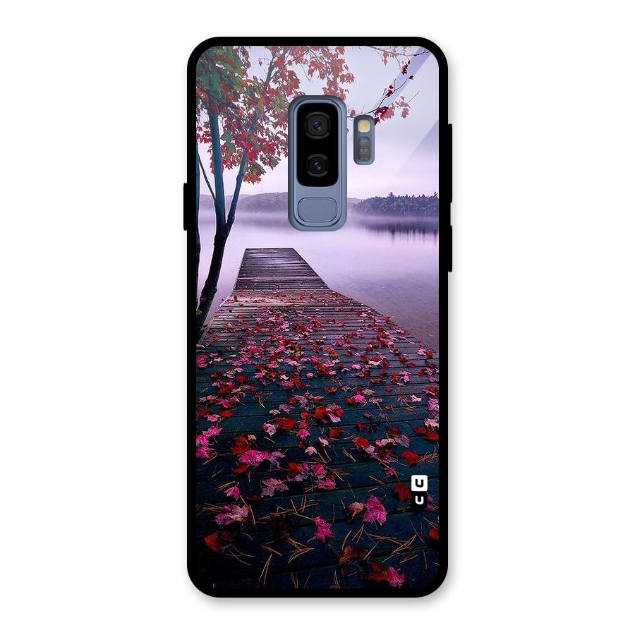 Cherry Blossom Dock Glass Back Case for Galaxy S9 Plus