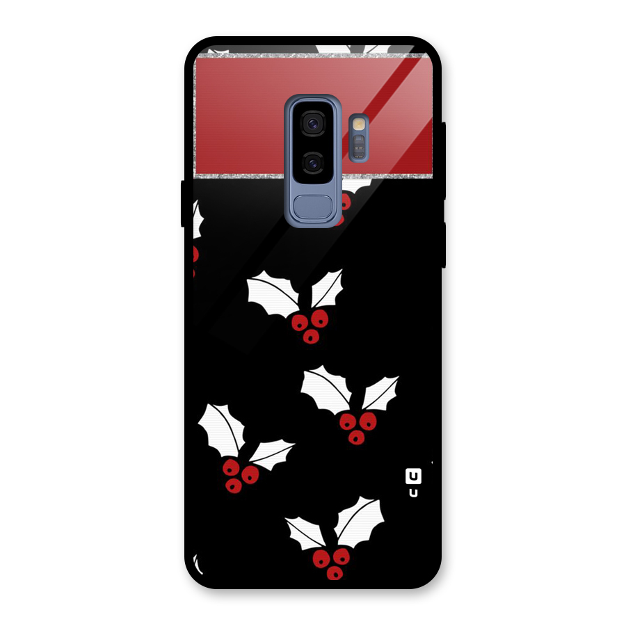Cherry Leaf Design Glass Back Case for Galaxy S9 Plus