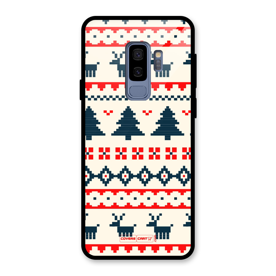 Christmas Design Pattern Glass Back Case for Galaxy S9 Plus
