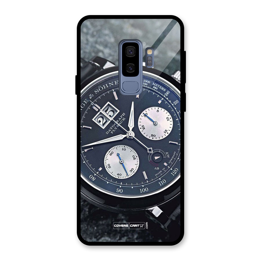 Classic Wrist Watch Glass Back Case for Galaxy S9 Plus