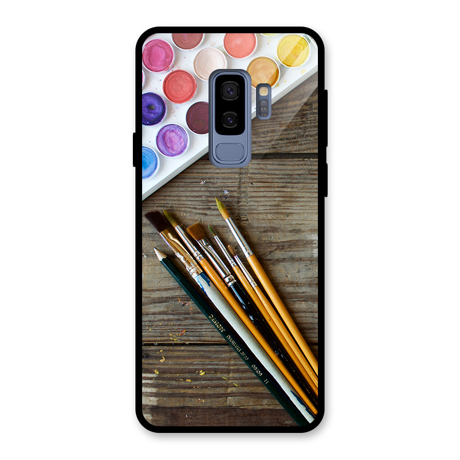 Color Palette and Brush Glass Back Case for Galaxy S9 Plus