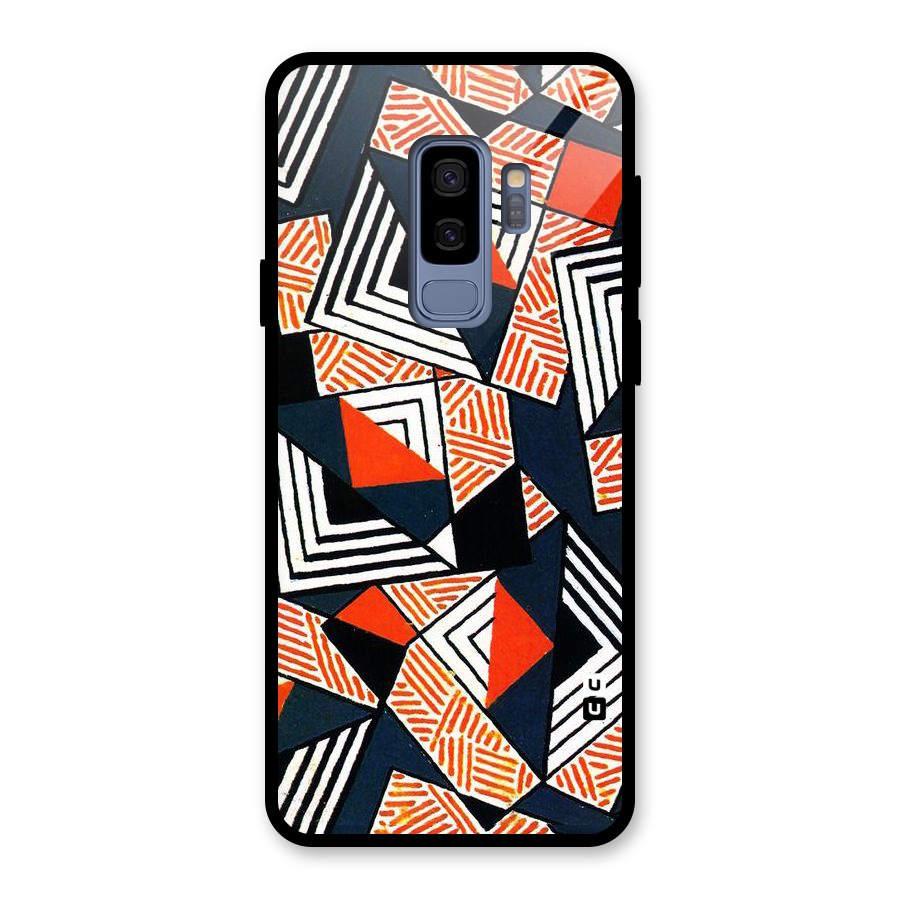 Colored Cuts Pattern Glass Back Case for Galaxy S9 Plus