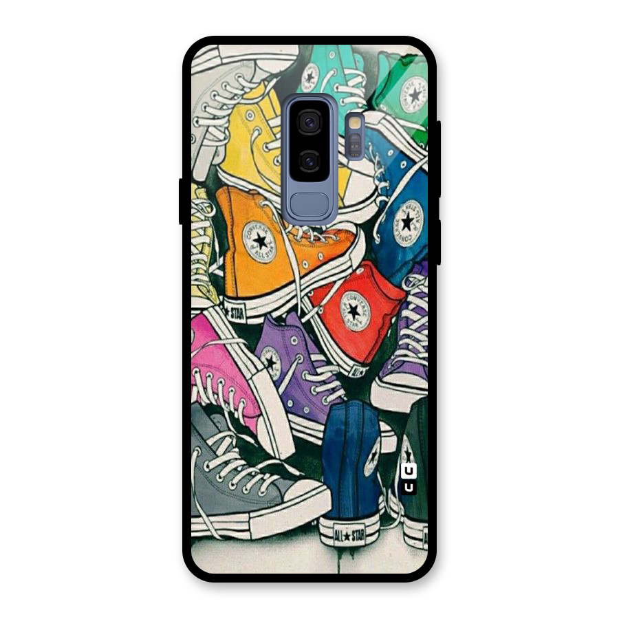 Colorful Shoes Glass Back Case for Galaxy S9 Plus