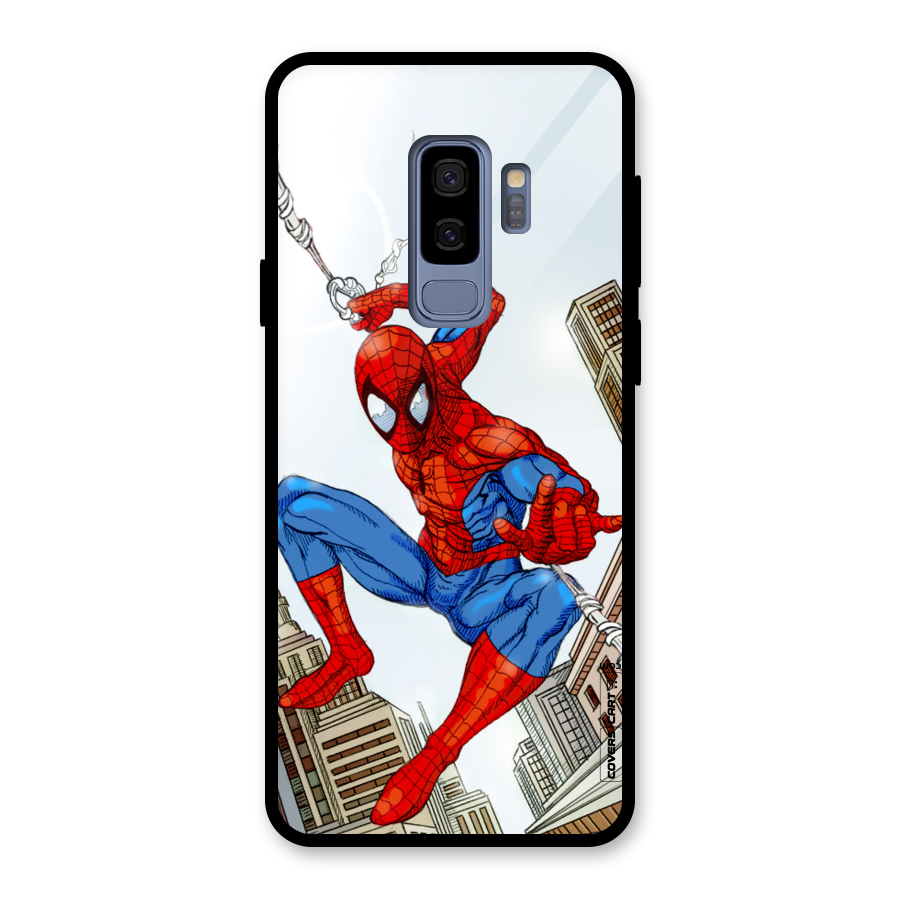 Comic Spider Man Glass Back Case for Galaxy S9 Plus