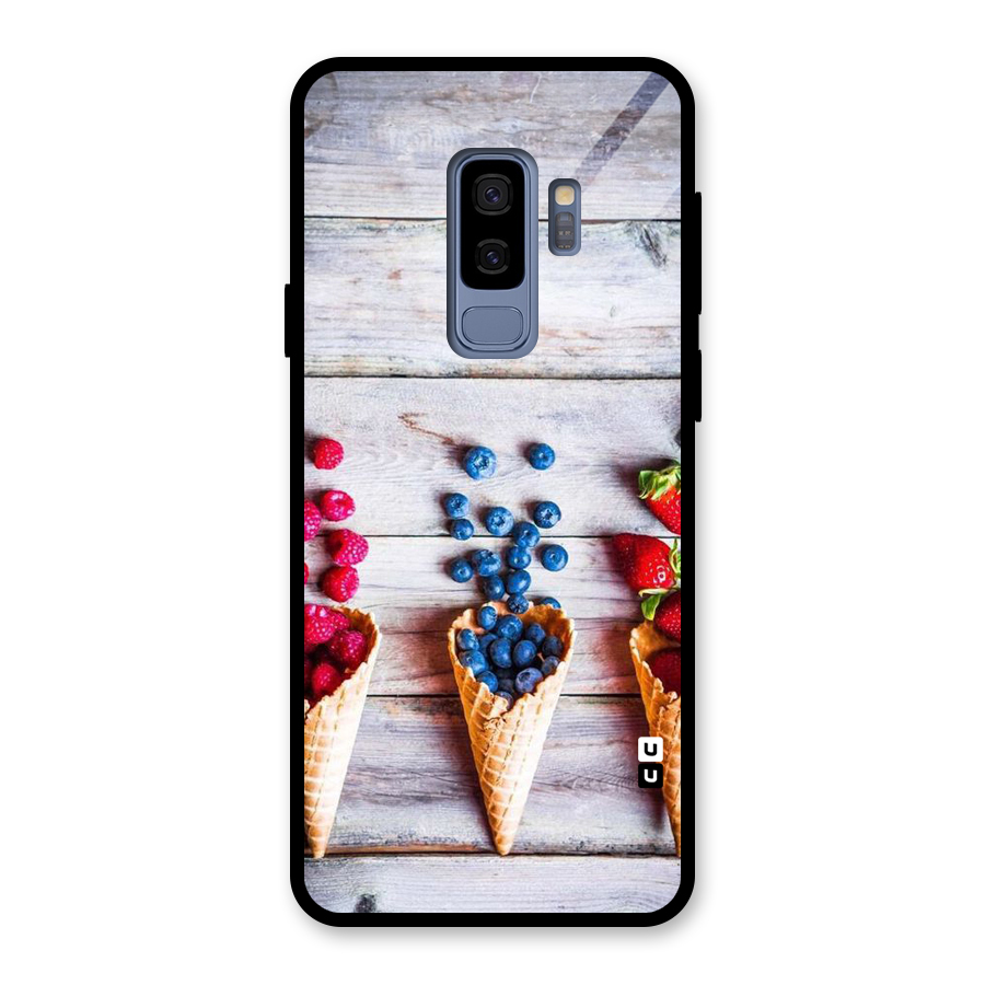 Cone Fruits Design Glass Back Case for Galaxy S9 Plus