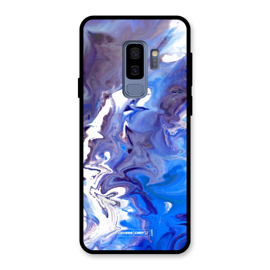 Cool Blue Marble Texture Glass Back Case for Galaxy S9 Plus