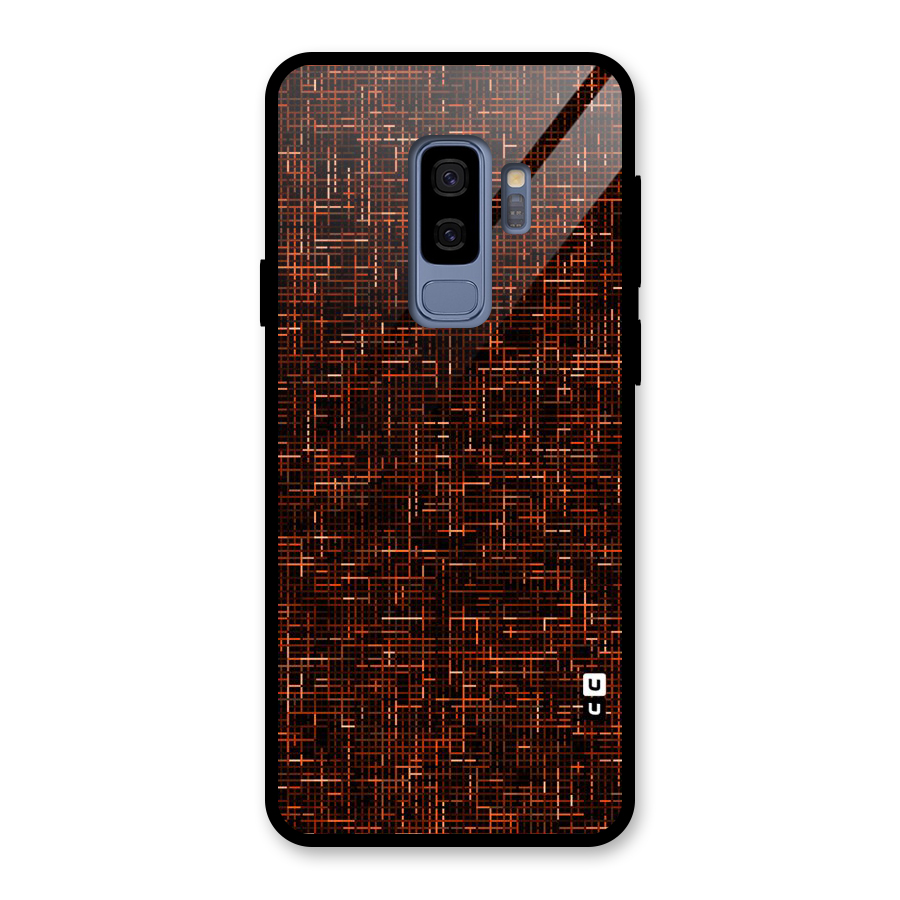 Criss Cross Brownred Pattern Glass Back Case for Galaxy S9 Plus