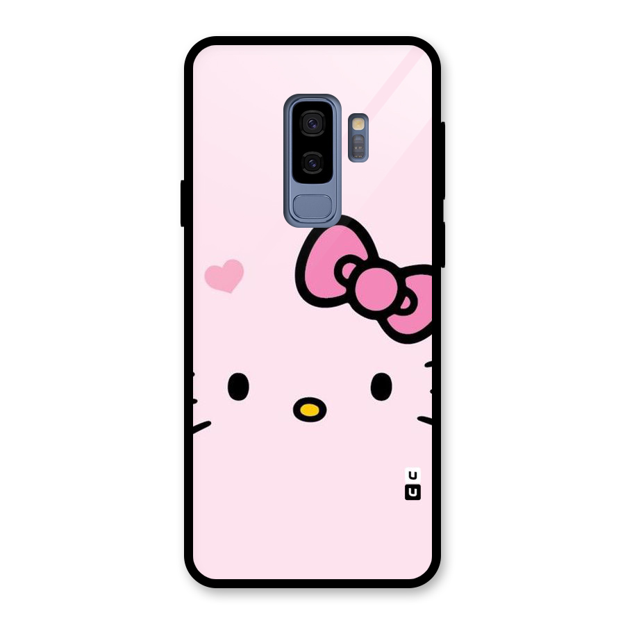 Cute Bow Face Glass Back Case for Galaxy S9 Plus