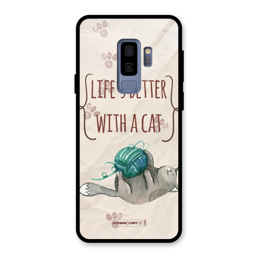 Cute Cat Glass Back Case for Galaxy S9 Plus
