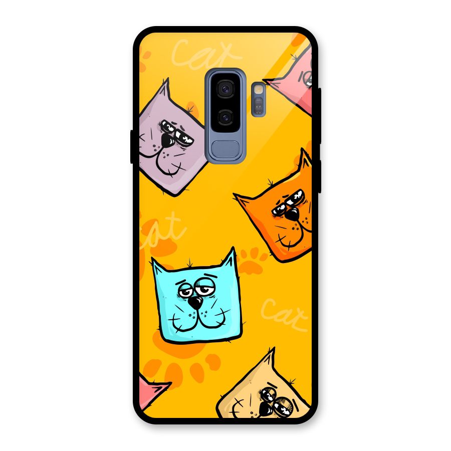 Cute Cat Pattern Glass Back Case for Galaxy S9 Plus