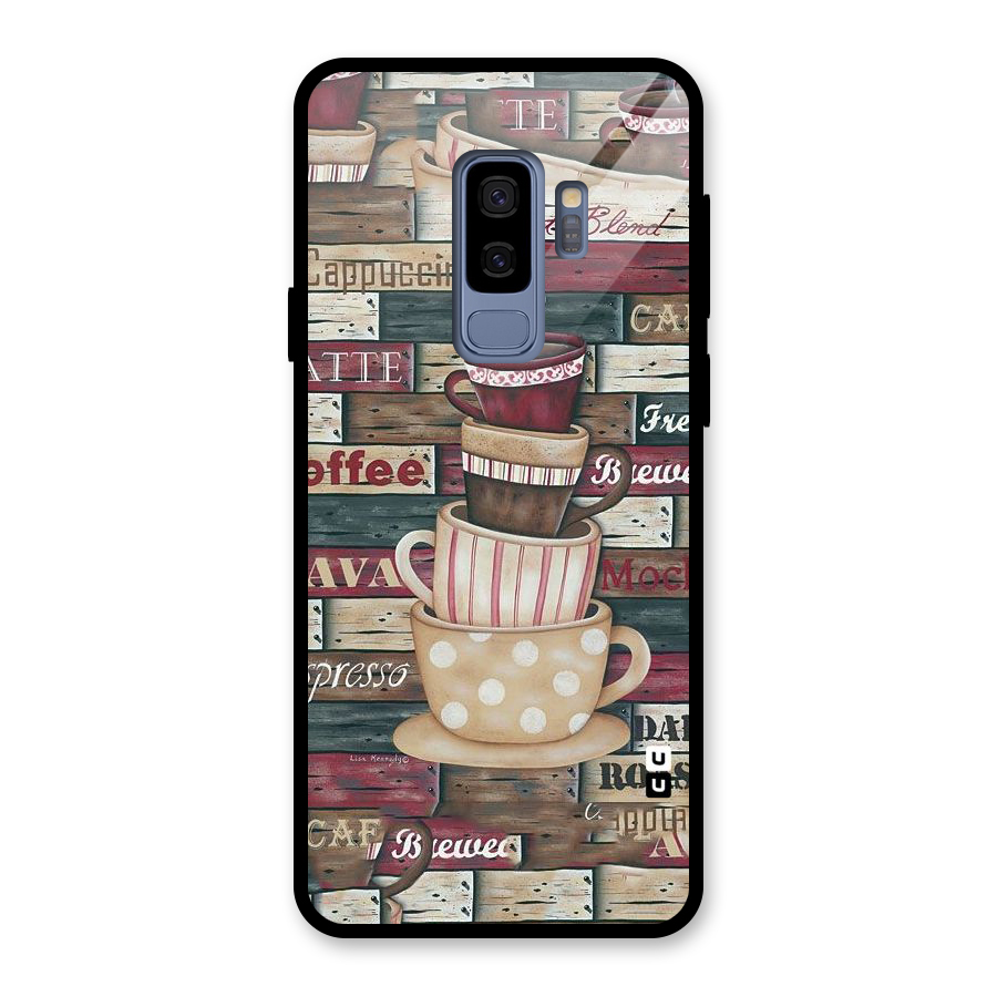 Cute Coffee Cups Glass Back Case for Galaxy S9 Plus