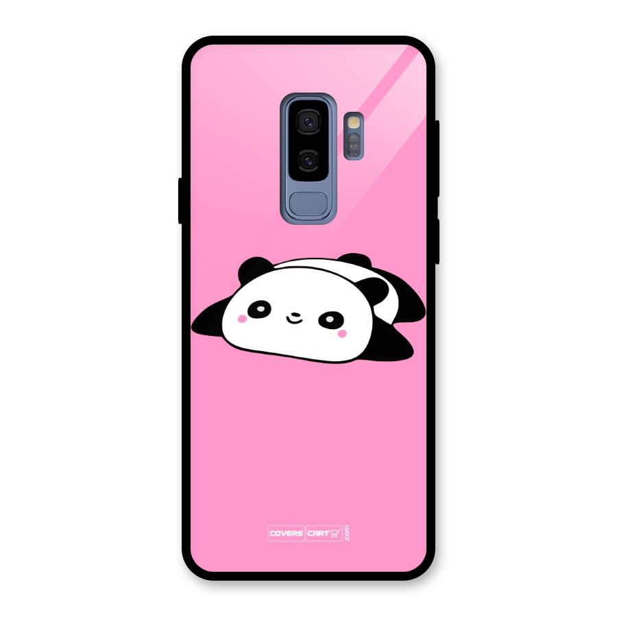 Cute Lazy Panda Glass Back Case for Galaxy S9 Plus