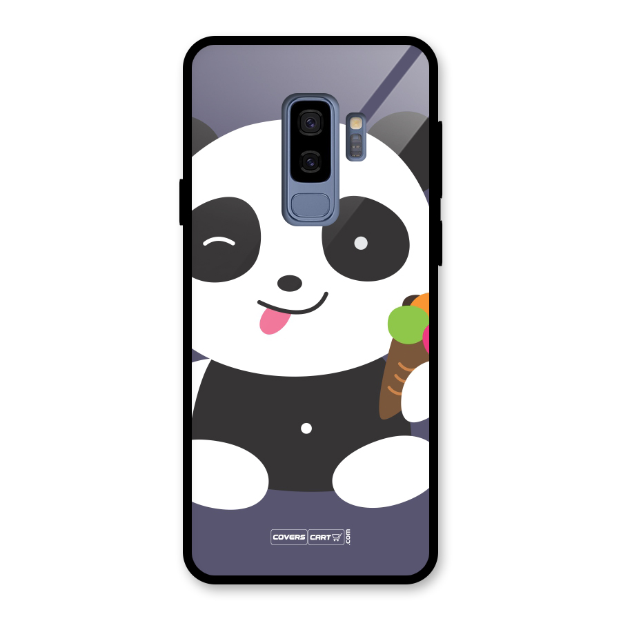 Cute Panda Blue Glass Back Case for Galaxy S9 Plus