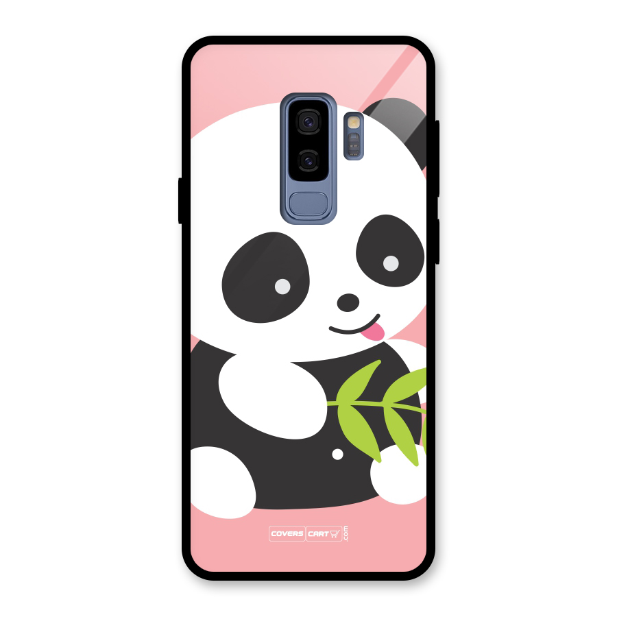 Cute Panda Pink Glass Back Case for Galaxy S9 Plus