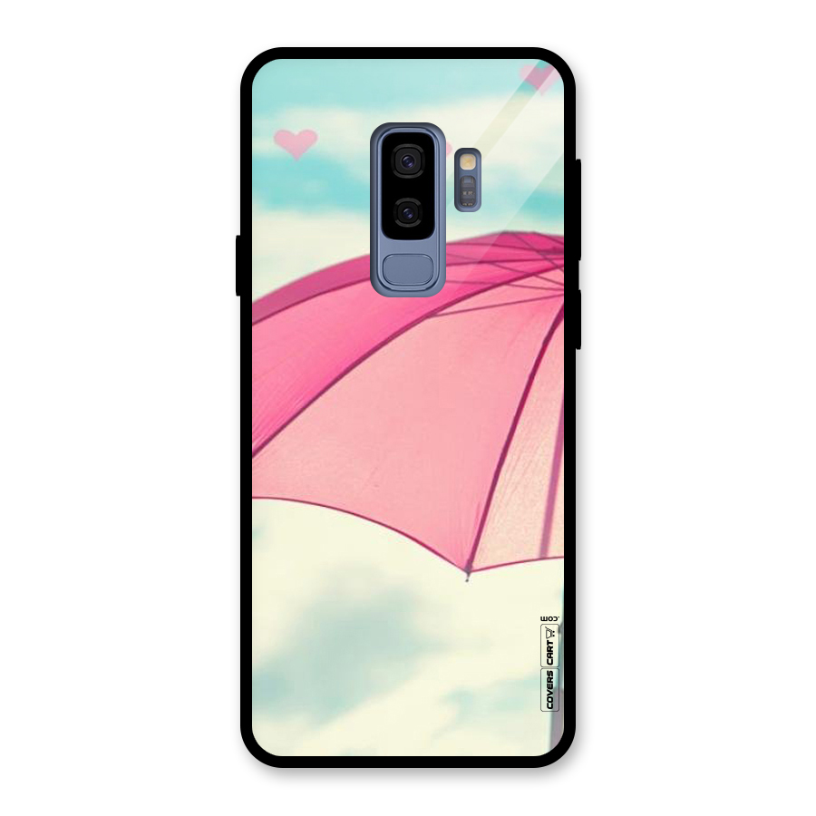 Cute Pink Umbrella Glass Back Case for Galaxy S9 Plus