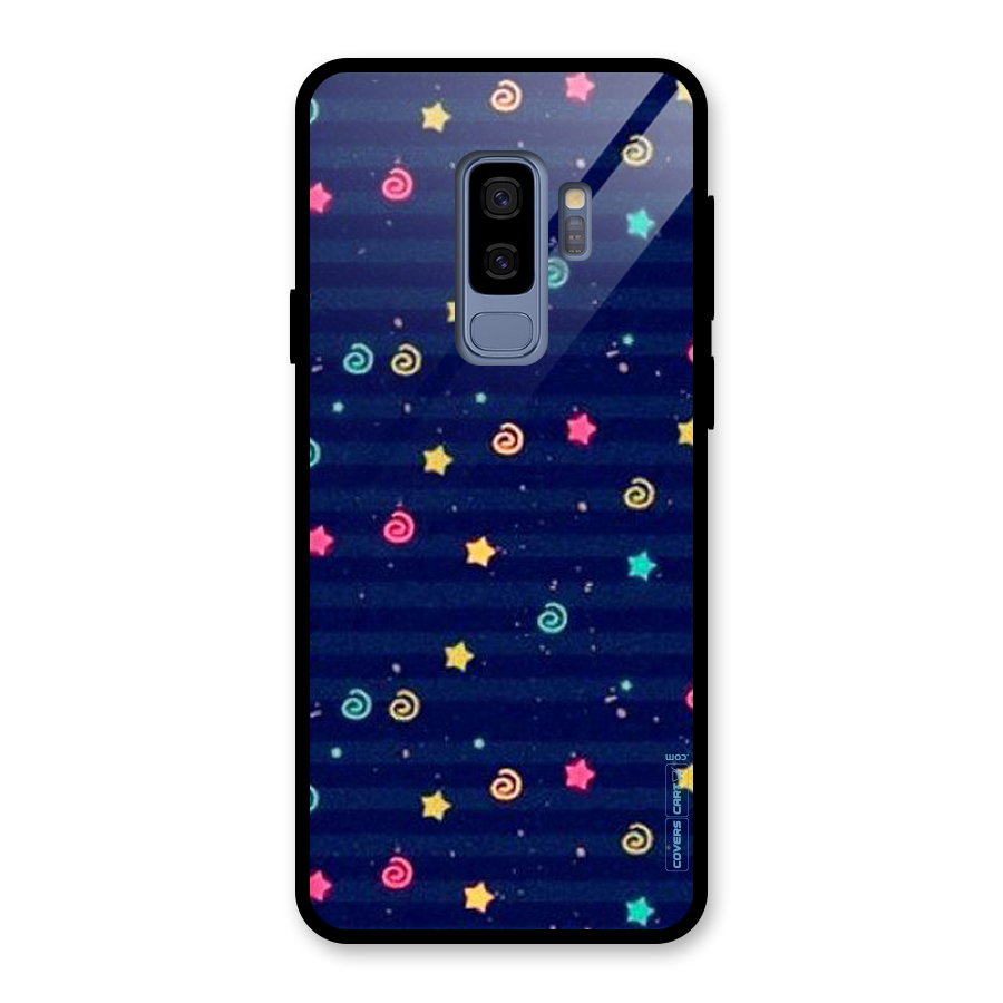 Cute Stars Design Glass Back Case for Galaxy S9 Plus