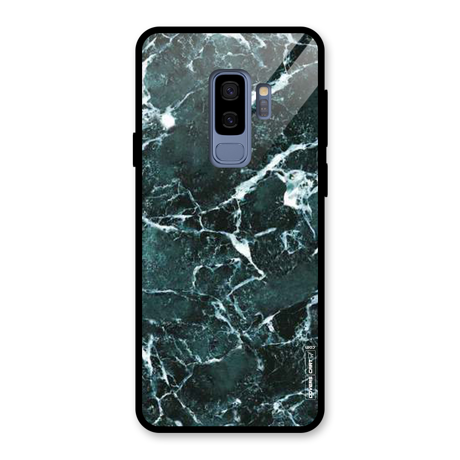 Dark Green Marble Glass Back Case for Galaxy S9 Plus