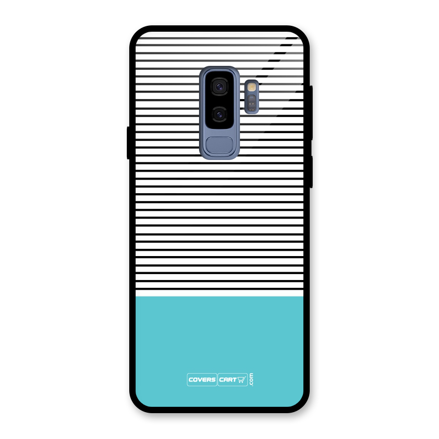 Deep Sky Blue Stripes Glass Back Case for Galaxy S9 Plus
