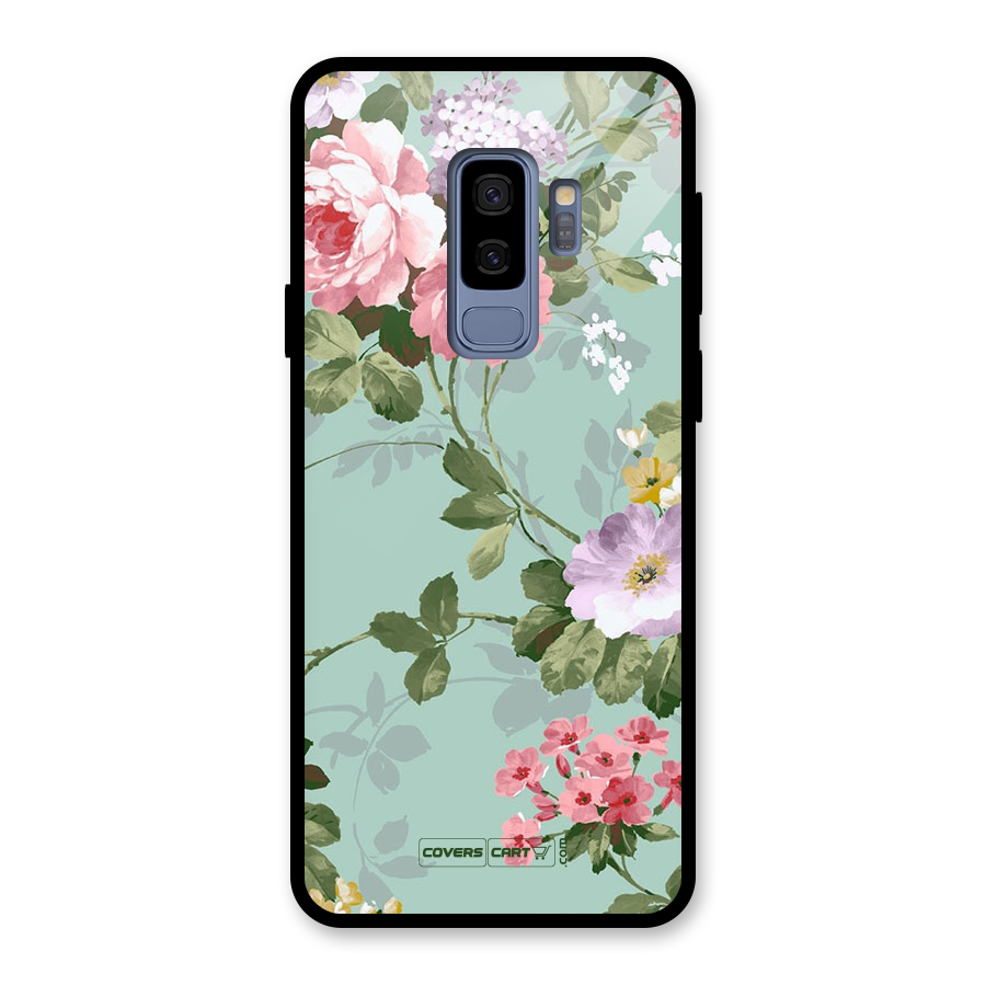 Desinger Floral Glass Back Case for Galaxy S9 Plus