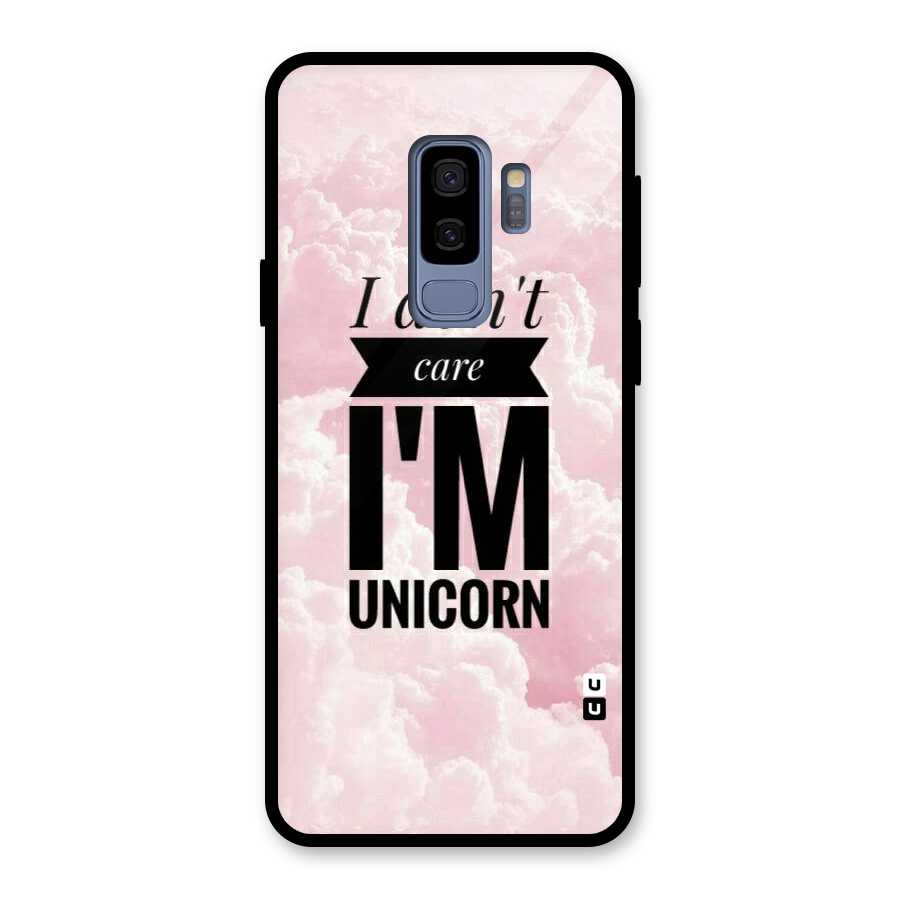 Dont Care Unicorn Glass Back Case for Galaxy S9 Plus