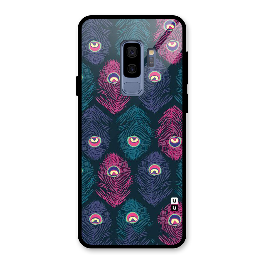 Feathers Patterns Glass Back Case for Galaxy S9 Plus