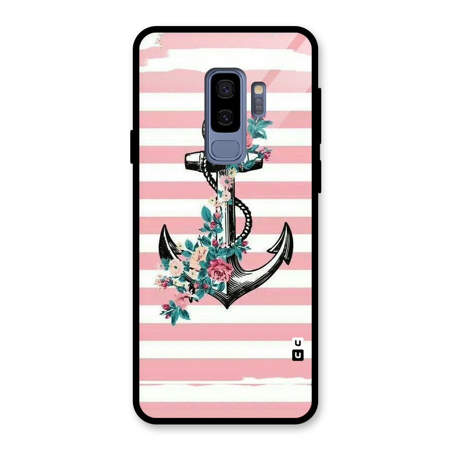 Floral Anchor Glass Back Case for Galaxy S9 Plus