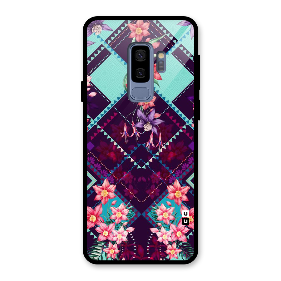 Floral Diamonds Glass Back Case for Galaxy S9 Plus