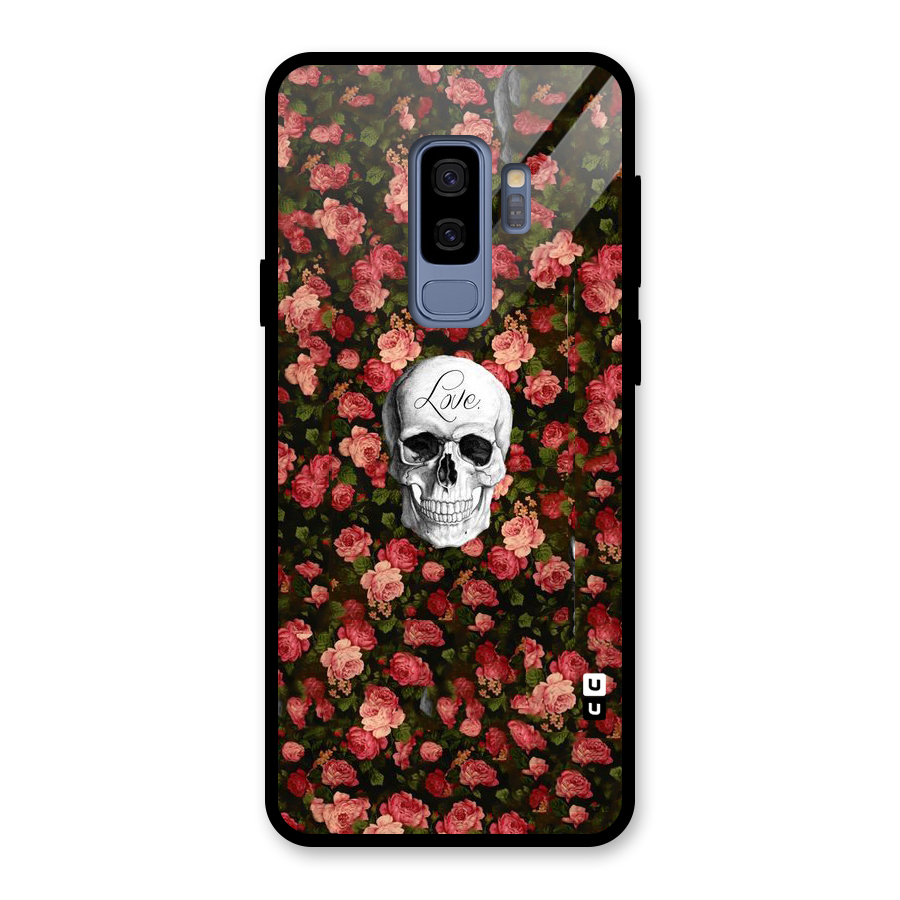 Floral Skull Love Glass Back Case for Galaxy S9 Plus