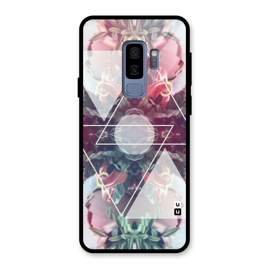 Floral Triangle Glass Back Case for Galaxy S9 Plus