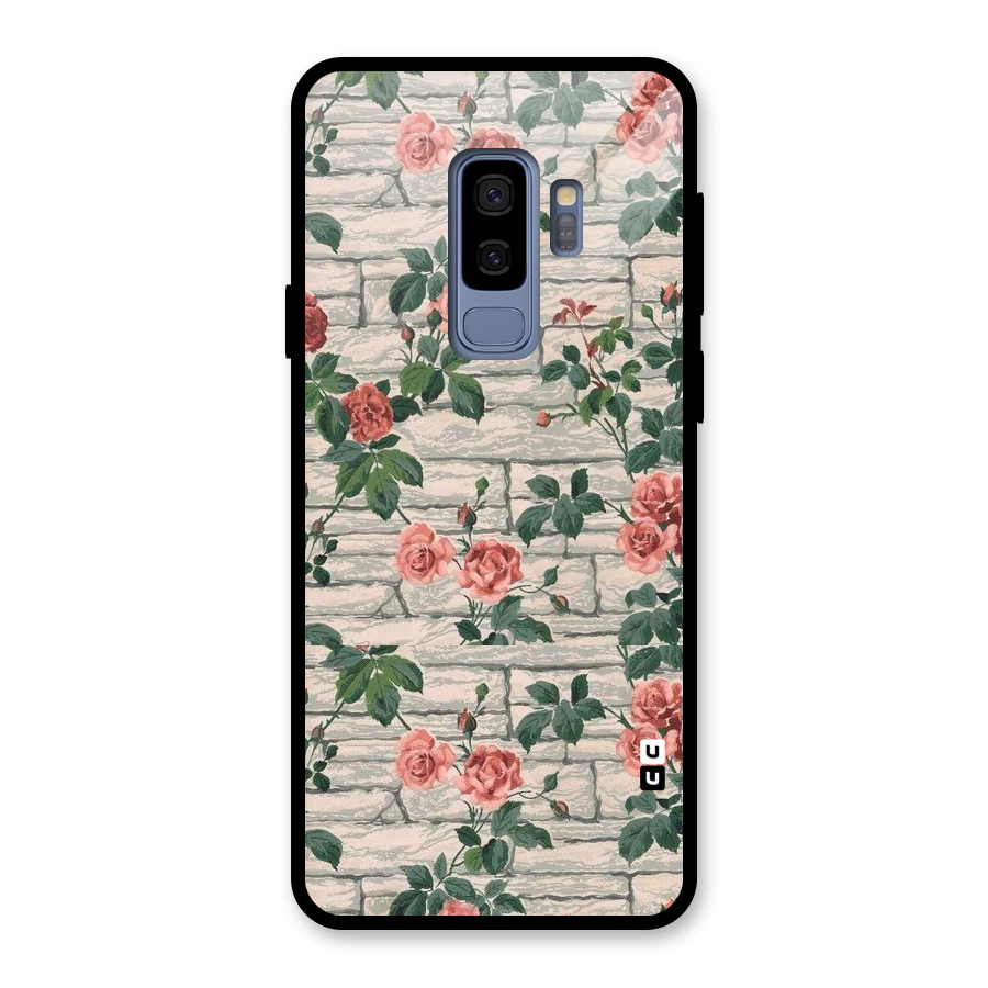 Floral Wall Design Glass Back Case for Galaxy S9 Plus