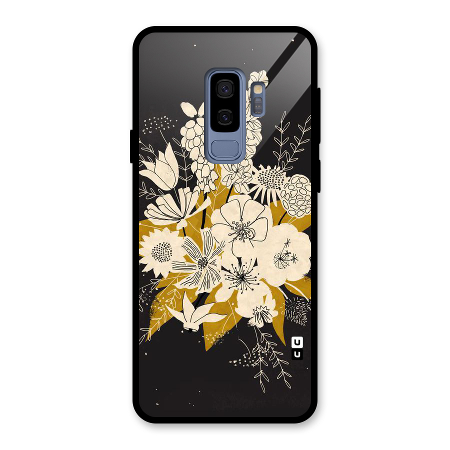 Flower Drawing Glass Back Case for Galaxy S9 Plus