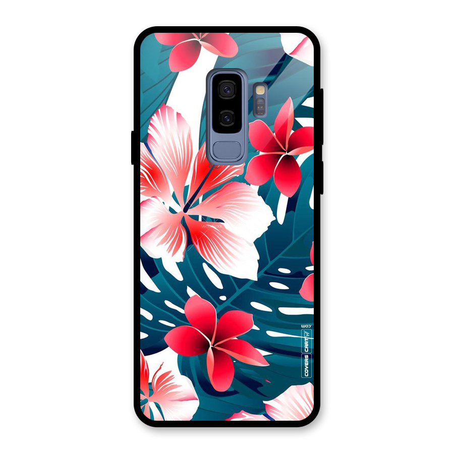 Flower design Glass Back Case for Galaxy S9 Plus