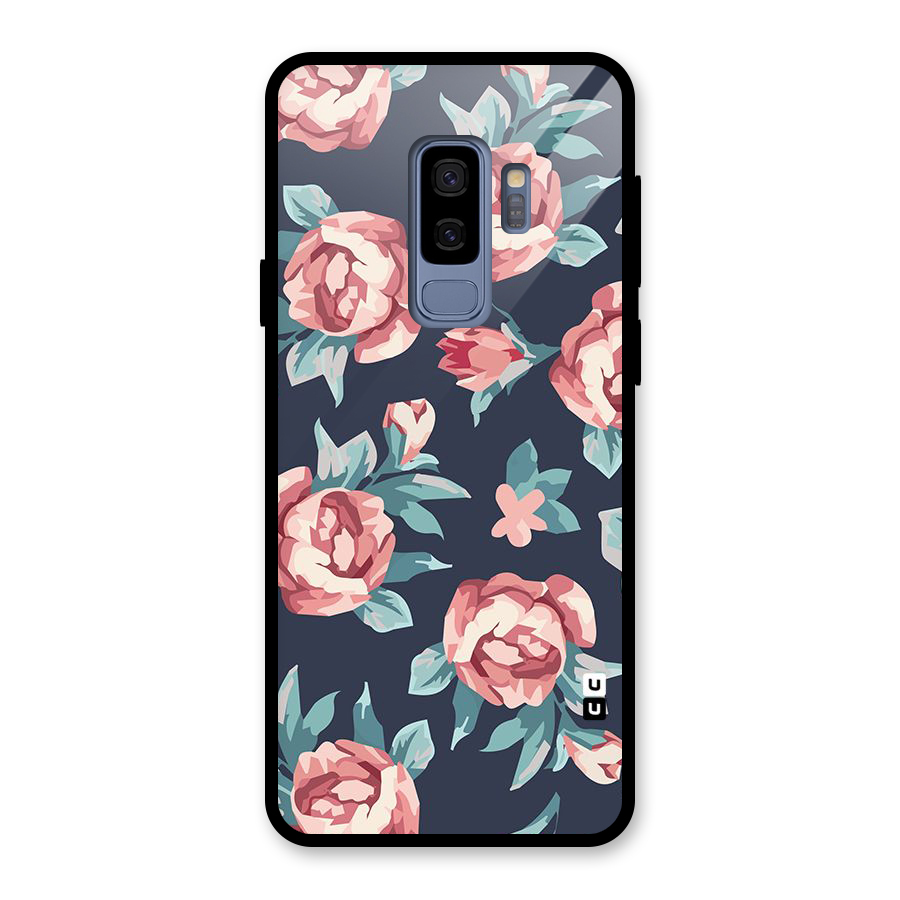 Flowers Painting Glass Back Case for Galaxy S9 Plus