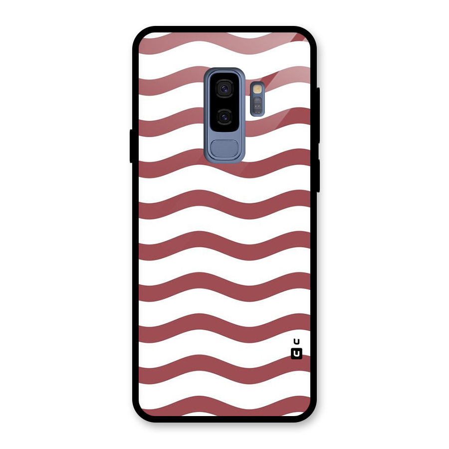 Flowing Stripes Red White Glass Back Case for Galaxy S9 Plus