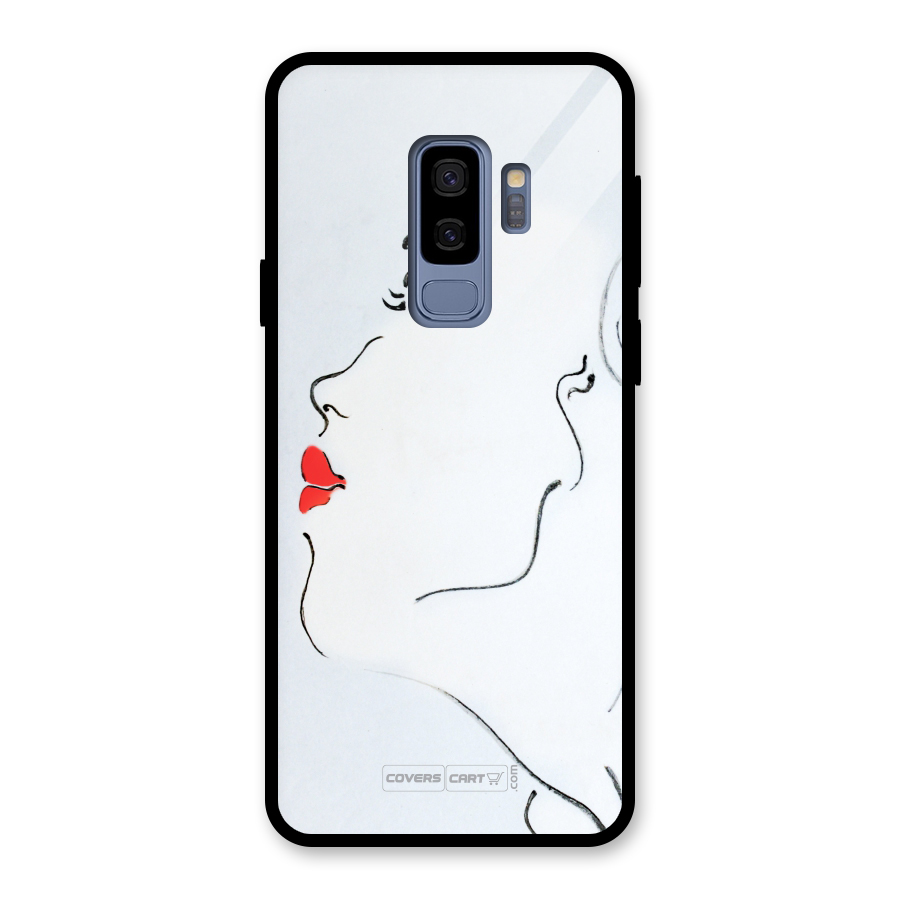 Girl in Red Lipstick Glass Back Case for Galaxy S9 Plus