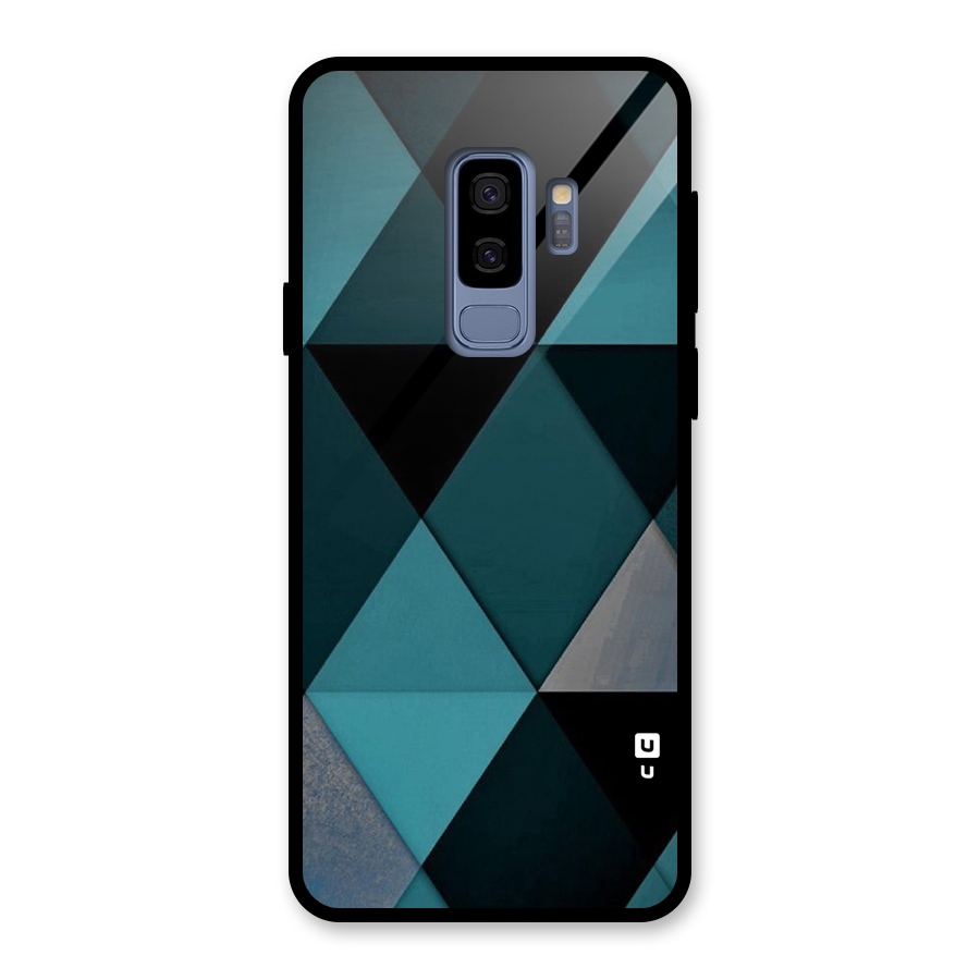 Green Black Shapes Glass Back Case for Galaxy S9 Plus