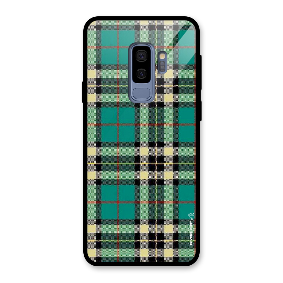 Green Check Glass Back Case for Galaxy S9 Plus