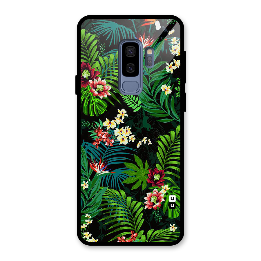 Green Leaf Design Glass Back Case for Galaxy S9 Plus